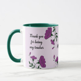 Caneca Obrigado Professor Purple Floral Apreciação