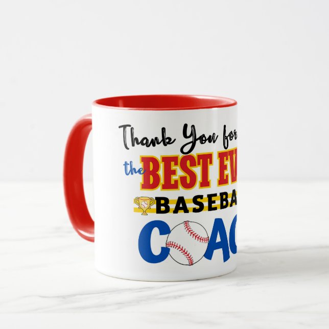 Caneca Obrigado Treinador Baseball (Frente Esquerda)