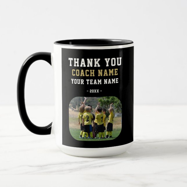 Caneca Obrigado Treinador com Foto do Nome da Equipe (Esquerda)