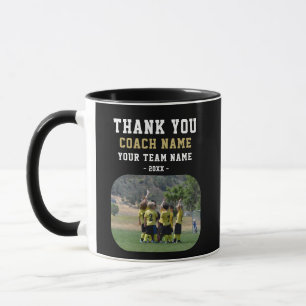 Caneca Obrigado Treinador com foto do nome da equipe