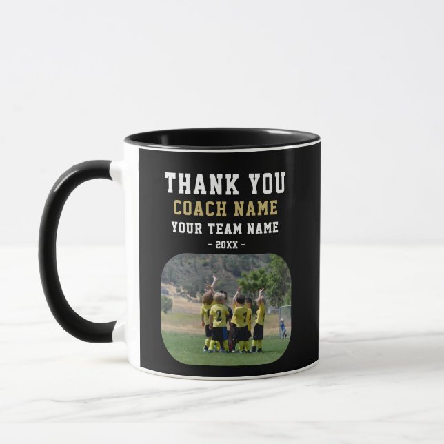 Caneca Obrigado Treinador com Foto do Nome da Equipe (Esquerda)