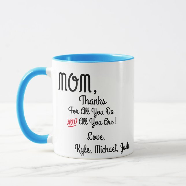 Caneca Obrigados Mãe Mug - Presente no Dia da Mãe Persona (Esquerda)