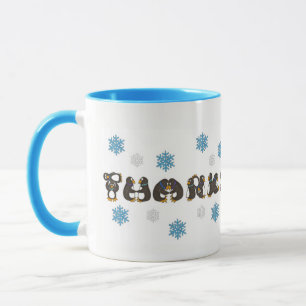 Caneca Obrigados Obrigado Pinguim Inverno Floco de Neve N