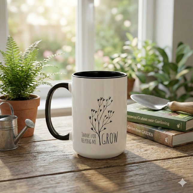 Caneca Obrigados Para Me Ajudar A Cultivar Mug (Thank a special teacher with this, "Thanks for helping me grow" mug! )