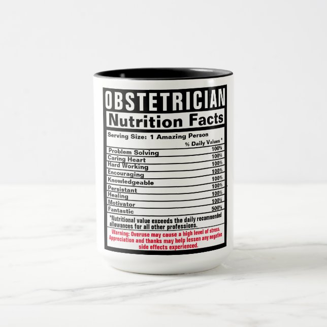 Caneca Obstetra Médico Engraçado Fatos Nutricionais (Centro)