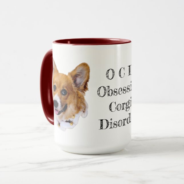 Caneca OCD: Perturbação Obsessiva do Corgi - Mug de Café (Frente Esquerda)