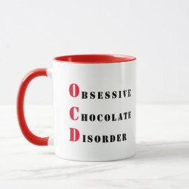 Caneca OCD - Perturbação Obssessiva de Chocolate Vermelho