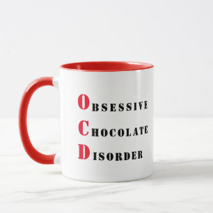 Caneca OCD - Perturbação Obssessiva de Chocolate Vermelho