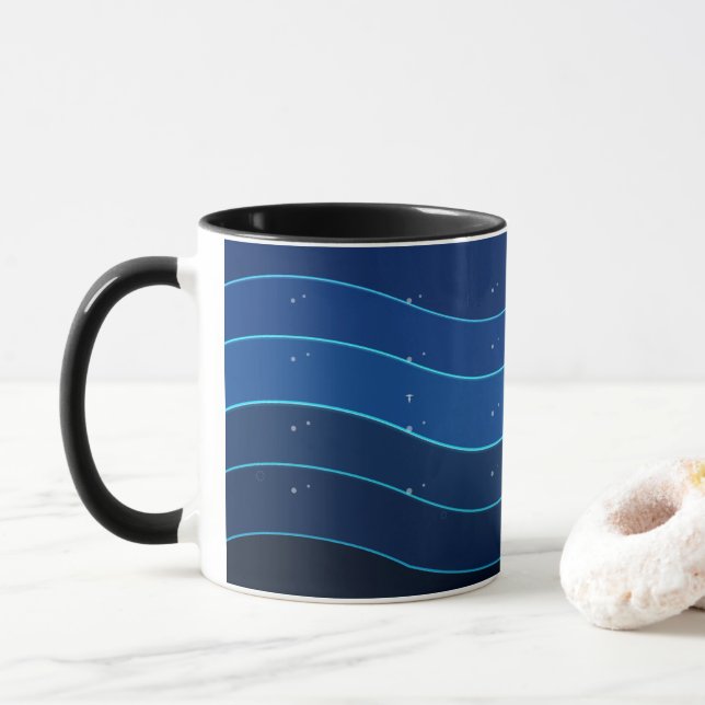 Caneca Ocean Wave Coffee Mug | Deep Blue Sea Waves (Com Donut)