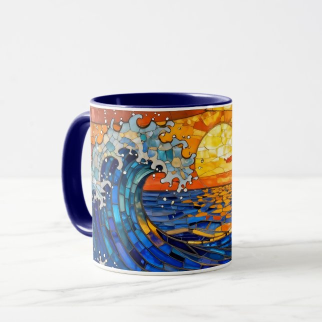 Caneca Oceanic Coastal Ocean Waves Sunset   (Frente Esquerda)