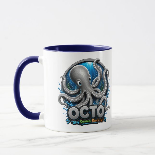 Caneca Octo Polvo – Continue Curioso. Alcançar Longe. (Esquerda)