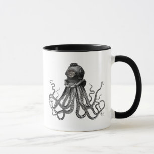 Caneca Octopus e Capacete de Mergulho