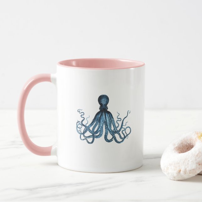 Caneca Octopus kraken litoral azul de praia (Com Donut)