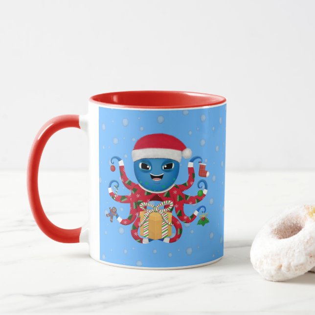 Caneca Octopus Mug Natal (Com Donut)