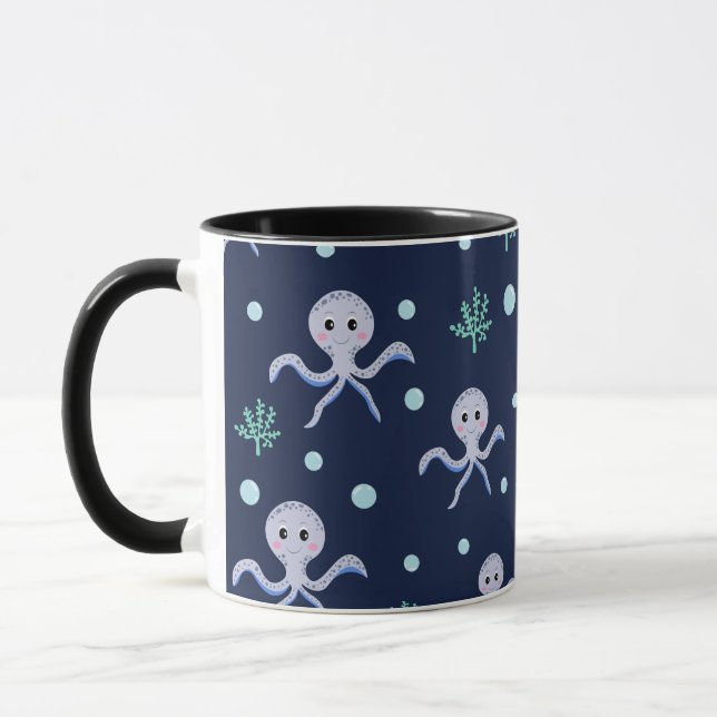 Caneca Octopus sob o padrão das crianças do mar (Esquerda)