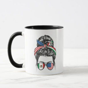 Caneca Óculos de Sol Bandeira de Coque Desarrumado Mexica