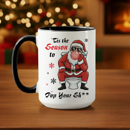 Caneca Óculos de sol do Papai Noel no Natal Engraçado Mal
