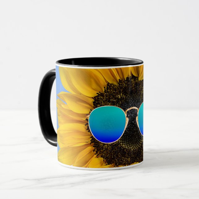 Caneca Óculos de sol retrorreflectores em girassol (Frente Esquerda)