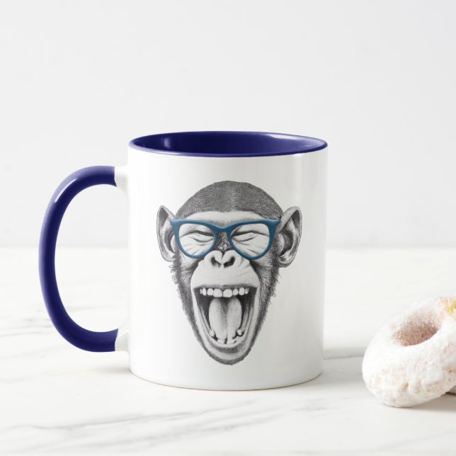 Caneca Óculos de visto de macacos, amantes de macacos (Com Donut)