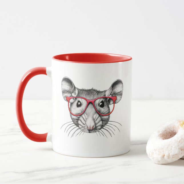 Caneca Óculos de visto de ratos, amantes de ratos (Com Donut)