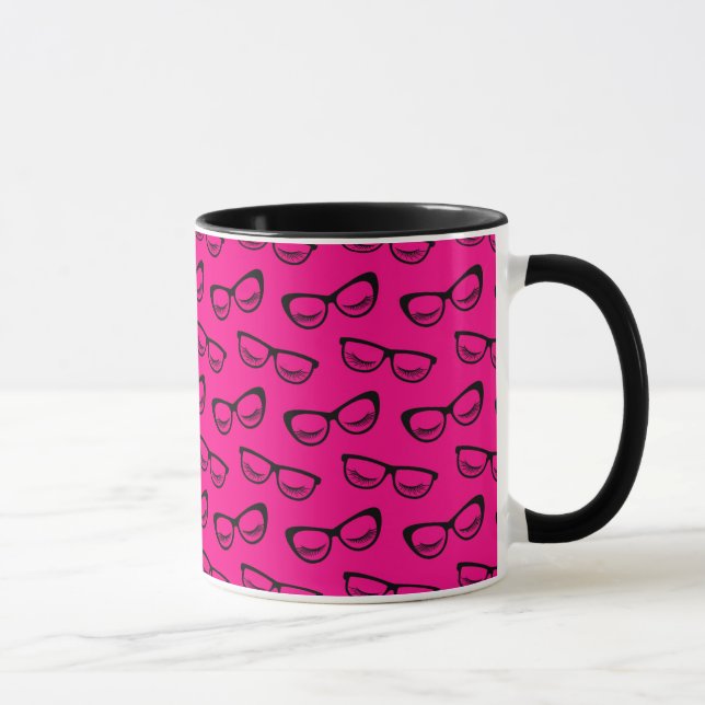 Caneca Óculos e pisca em preto a rosa (Direita)