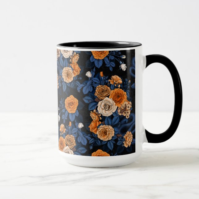 Caneca Oculto nas rosas, laranja e azul (Direita)