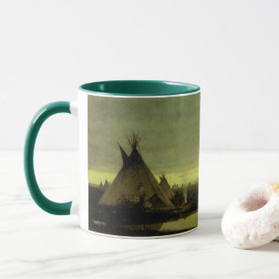 Caneca Oeste Vintage, Acampamento Indígena ao Amanhecer p