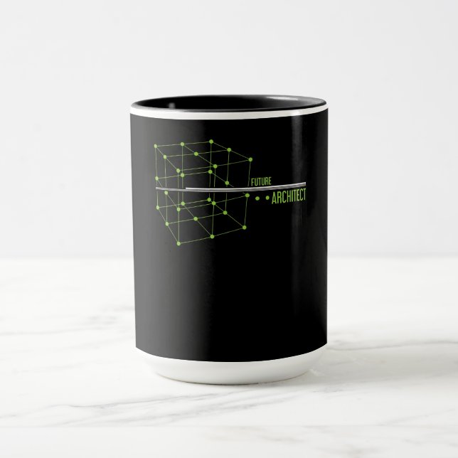 Caneca Oferta de Design de Cubo de Arquitetura Futura da  (Centro)