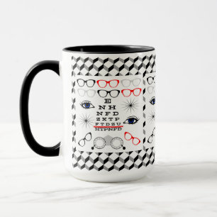 Caneca Oftalmologista Opticista Padrão de Gráfico Ópti