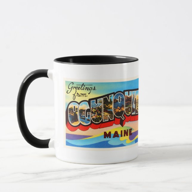 Caneca Ogunquit Maine MIM lembrança velha das viagens (Esquerda)