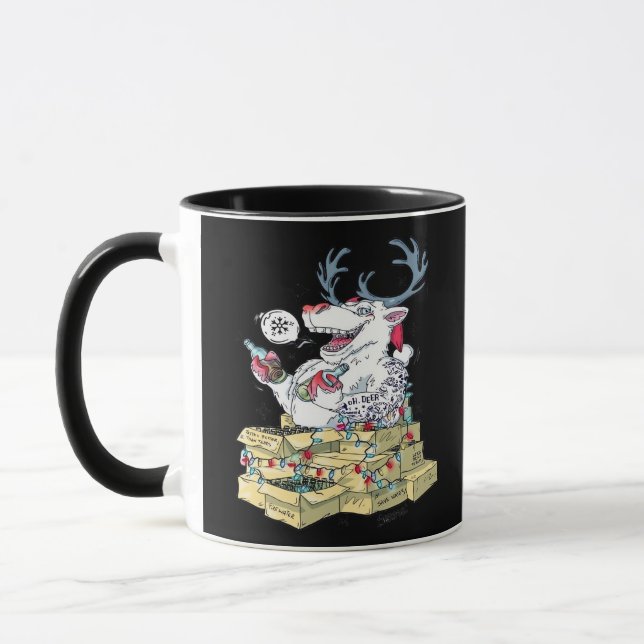 Caneca Oh Deer Drunk Reindeer Celebrating Christmas Festi (Esquerda)
