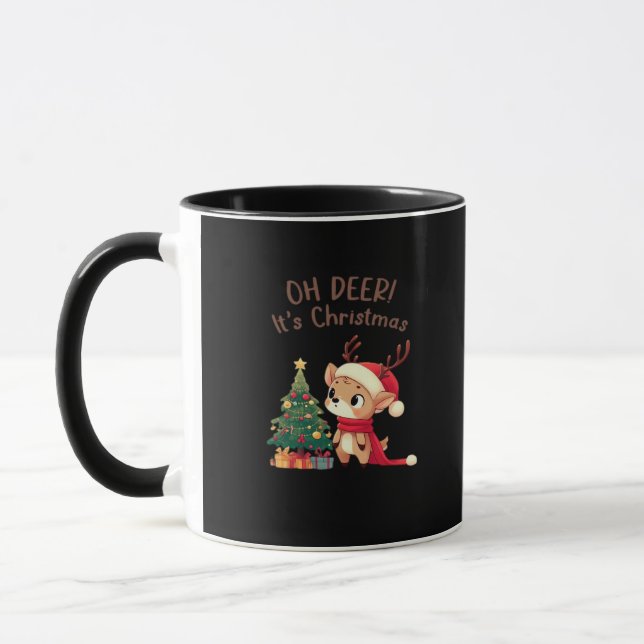 Caneca Oh Deer Its Christmas Modern Aesthetic (Esquerda)
