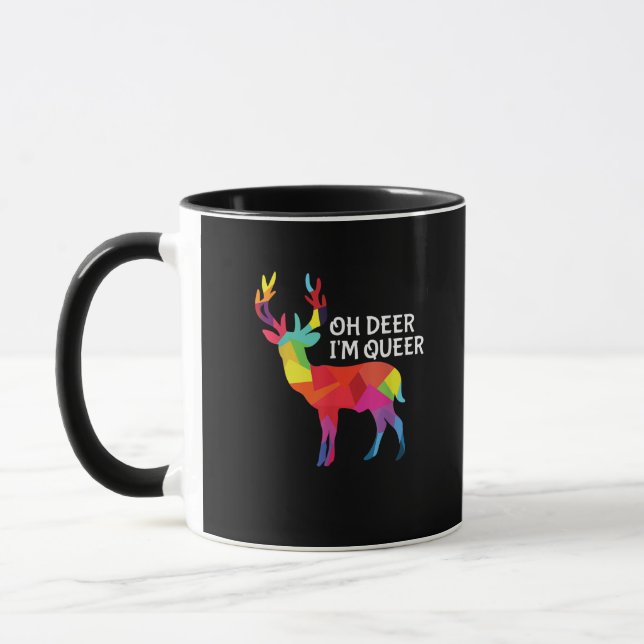 Caneca Oh Deer Queer Funny Pun LGBT Pride Design (Esquerda)