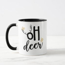 Caneca Oh Deer Reindeer Antler Flocos de Neve, Presente d