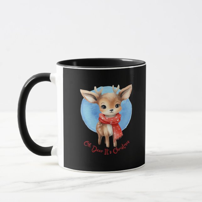 Caneca Oh Veado É Natal Design Clássico Retro (Esquerda)