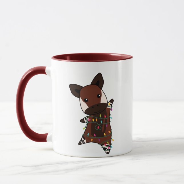 Caneca Okapi Christmas Snow Winter Animals Okapis (Esquerda)