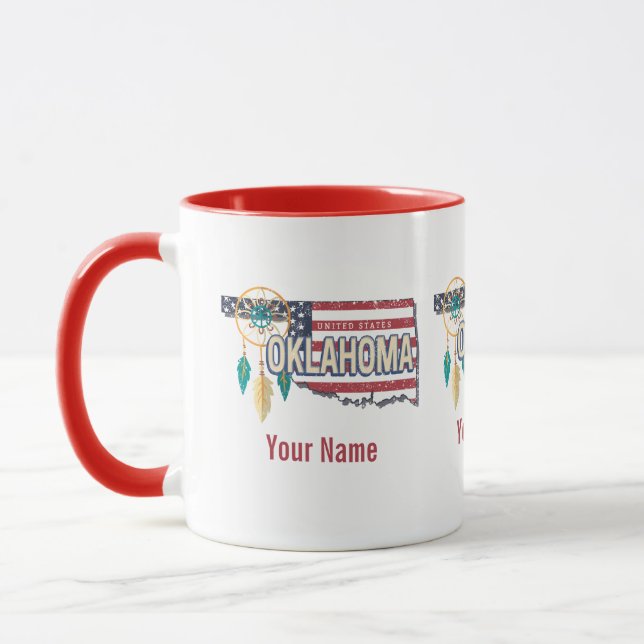 Caneca Oklahoma United States Retro Map Vintage EUA (Esquerda)