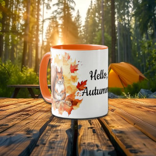 Caneca Olá, Autumn Cute Squirrel e Baby Fox