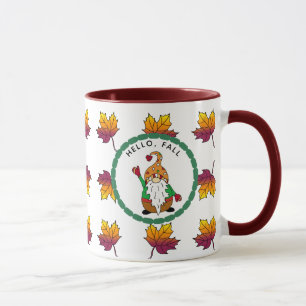 Caneca Olá Fall, Bonita Cartoon Autumn Gnomo