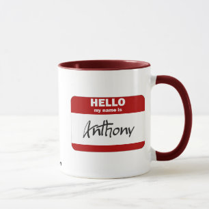 Caneca Olá! meu nome é Anthony (vermelho)