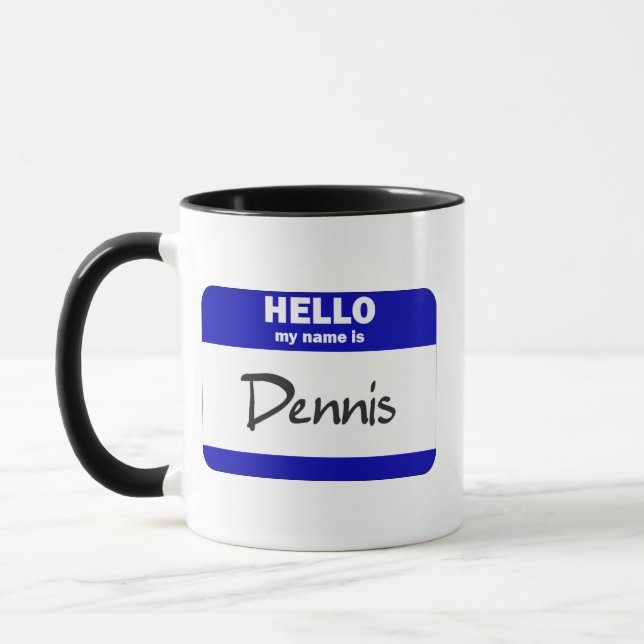 Caneca Olá! meu nome é Dennis (azul) (Esquerda)