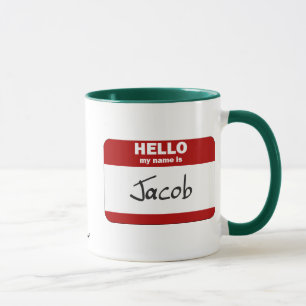 Caneca Olá! meu nome é Jacob (vermelho)