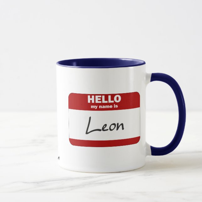 Caneca Olá! meu nome é Leon (vermelho) (Direita)