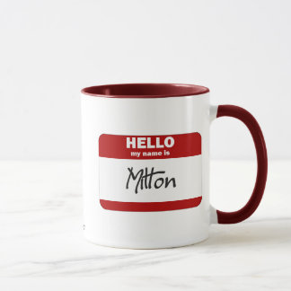 Caneca Olá! meu nome é Milton (vermelho)