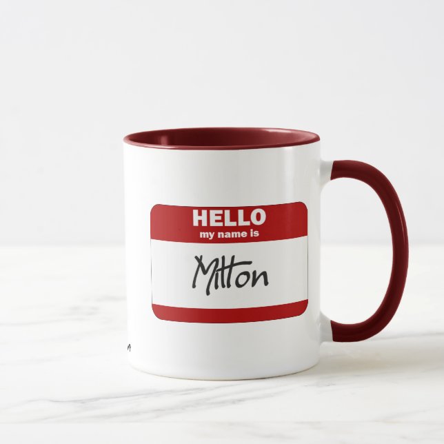 Caneca Olá! meu nome é Milton (vermelho) (Direita)