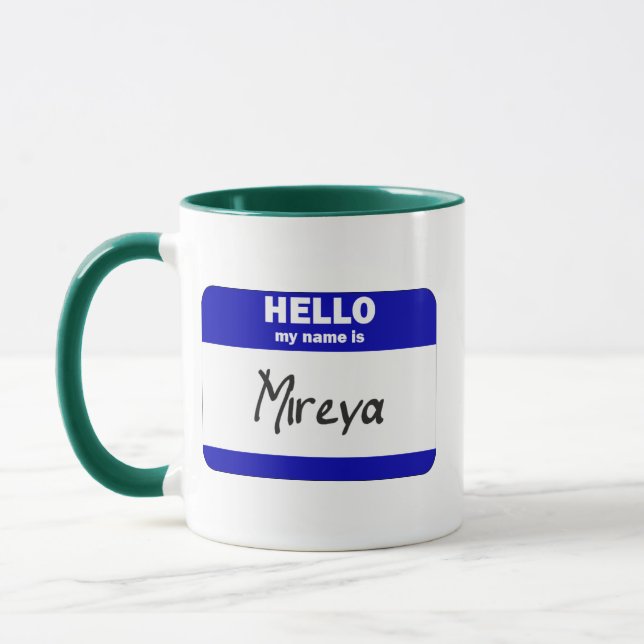 Caneca Olá! meu nome é Mireya (azul) (Esquerda)
