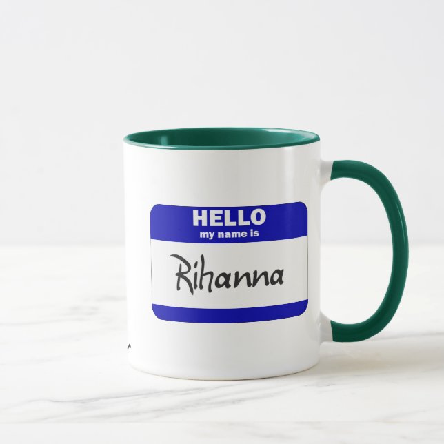 Caneca Olá! meu nome é Rihanna (azul) (Direita)