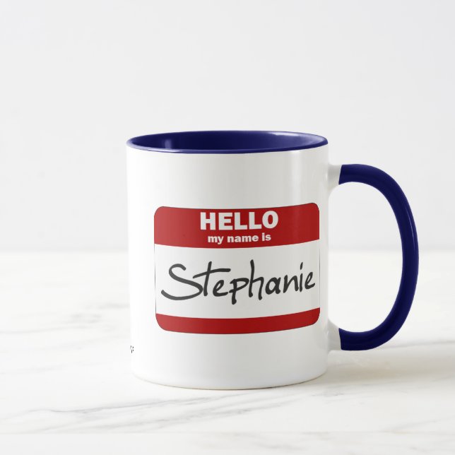 Caneca Olá! meu nome é Stephanie (vermelha) (Direita)