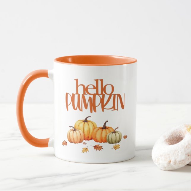 Caneca Olá Pumpkin Fall Coffee Mug (Com Donut)