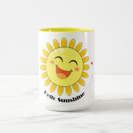 Caneca Olá Sunshine Desenho de Sol Fofo Arte de Vibração